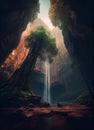 Low Angle View of Angel Falls Waterfall of Landscape Background AI Generative Royalty Free Stock Photo