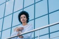 low angle view of attractive african american businesswoman Royalty Free Stock Photo