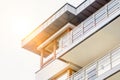 Low angle view of balcony of rental aparment business Royalty Free Stock Photo