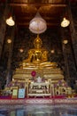 Low angle view a beautiful Buddha Statue in Wat Suthat