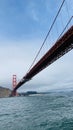 Low angle view of the beautiful Golden Gate Bridge on a sunny day Royalty Free Stock Photo