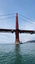 Low angle view of the beautiful Golden Gate Bridge on a sunny day Royalty Free Stock Photo