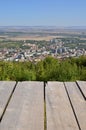 Boardwalk with aerial city view, vertical Royalty Free Stock Photo