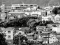 Low angle view of buildings black and white Royalty Free Stock Photo