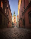 Low angle view of the buildings in Pozna? old town, Poland, June 2019 Royalty Free Stock Photo