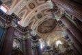 Low-angle view of the ceiling of Our Lady of Perpetual Help Basilica in Poznan