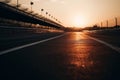 Low angle view chicane on race track track at sunset. Generative AI Royalty Free Stock Photo