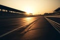 Low angle view chicane on race track track at sunset. Generative AI Royalty Free Stock Photo