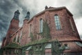 low angle view of church in Eskilstuna against cloudy sky