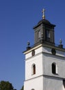 Low angle view of a church tower Royalty Free Stock Photo