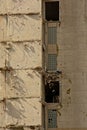 Detail of a half demolished concrete apartment tower in rabot neihgborhood, Ghent