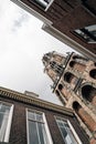 Low angle view of Dom Tower in historic centre of Utrecht Royalty Free Stock Photo