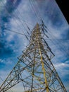 Low angle view of electricity pylon against sky Royalty Free Stock Photo