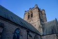 Low-angle view of the exterior of the church of Saint Mary the Virgin located in Goldsborough