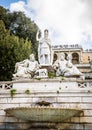 Fountain and pincian hill in piazza del popolo Rome Italy Royalty Free Stock Photo