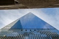 Low Angle View of Freedom Tower. One World Trade Center in Lower Manhattan on a Sunny Day. The Tallest Skyscraper in NYC. Royalty Free Stock Photo