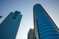 Low angle view of glass and steel building facade of modern office buildings. Royalty Free Stock Photo