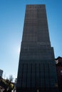 Low angle view of grey concrete granary silo in Zurich Switzerland