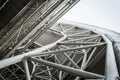 Low angle view of the high speed train station roof with filter Royalty Free Stock Photo