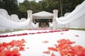 Low angle view of Hindu Indian wedding decor and venue