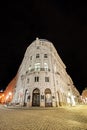 Historic illuminated building at night in Vienna