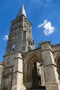 The Holy Cross bell tower and the Gothic portal of the Church of Our Lady of the Priory of La CharitÃ©-sur-Loire