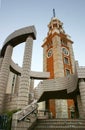 Low Angle View Of Hong Kong landmark, ancient Clock Tower of train station relic in Tsim Sha Tsui TST, Year 2003 rare photo