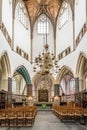 Low angle view of the interior of the Cathedral of Haarlem Royalty Free Stock Photo