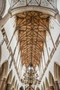 Low angle view of the interior of the Cathedral of Haarlem Royalty Free Stock Photo