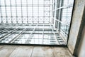 Low angle view of interior of a modern spacious library or office building. Royalty Free Stock Photo