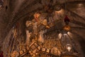 Low angle view of Jesus Christ and angels statue hanging over altar in La Seu