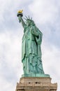 Low Angle View of Lady Liberty Statue Enlightening the World in New York City, USA Royalty Free Stock Photo