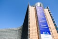 Low angle view of the large banner on the building of the European Commission in Brussels, Belgium Royalty Free Stock Photo