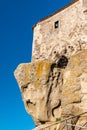 Low angle view of Lauria Castle in Castiglione di Sicilia, Italy Royalty Free Stock Photo