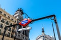Low angle view of Madrid Metro sign, Sevilla station Royalty Free Stock Photo