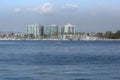 Marina del Rey, California main channel with boaters deep in the