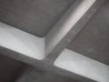 Low angle view of massive concrete crossbeam in form of cross on ceiling indoors Royalty Free Stock Photo