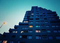 low angle view of modern building against clear sky in Prague Royalty Free Stock Photo