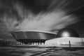 Low-angle view of modern buildings in black and white Royalty Free Stock Photo