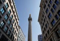 Low-angle view of the monument completed in 1677 and commemorating the Great Fire of London in 1666 Royalty Free Stock Photo