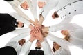 Multiracial Restaurant Staff Stacking Hands Royalty Free Stock Photo