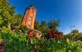 Old brick water tower Le Chateau d`Eau in Toulouse Royalty Free Stock Photo