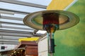 Outdoor Patio Heater at outdoor Market in Winter. Royalty Free Stock Photo