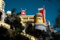 Low-angle view of the Park and National Palace of Pena located in Sintra, Portugal Royalty Free Stock Photo