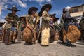 Low angle view of quechua men in Ecuador