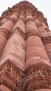 Low angle view of qutub minar tower in delhi Royalty Free Stock Photo