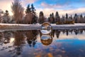 Lensball Puddle Reflections Royalty Free Stock Photo