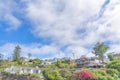 Low angle view of a residential area on a slope of the mountain at La Jolla, San Diego, California Royalty Free Stock Photo