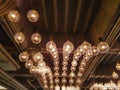 Retro Decorative Hanging Illuminated Light Bulbs Inside the Room