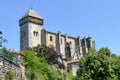 The Sainte-Marie cathedral dominating the village of Saint-Bertrand-de-Comminges Royalty Free Stock Photo